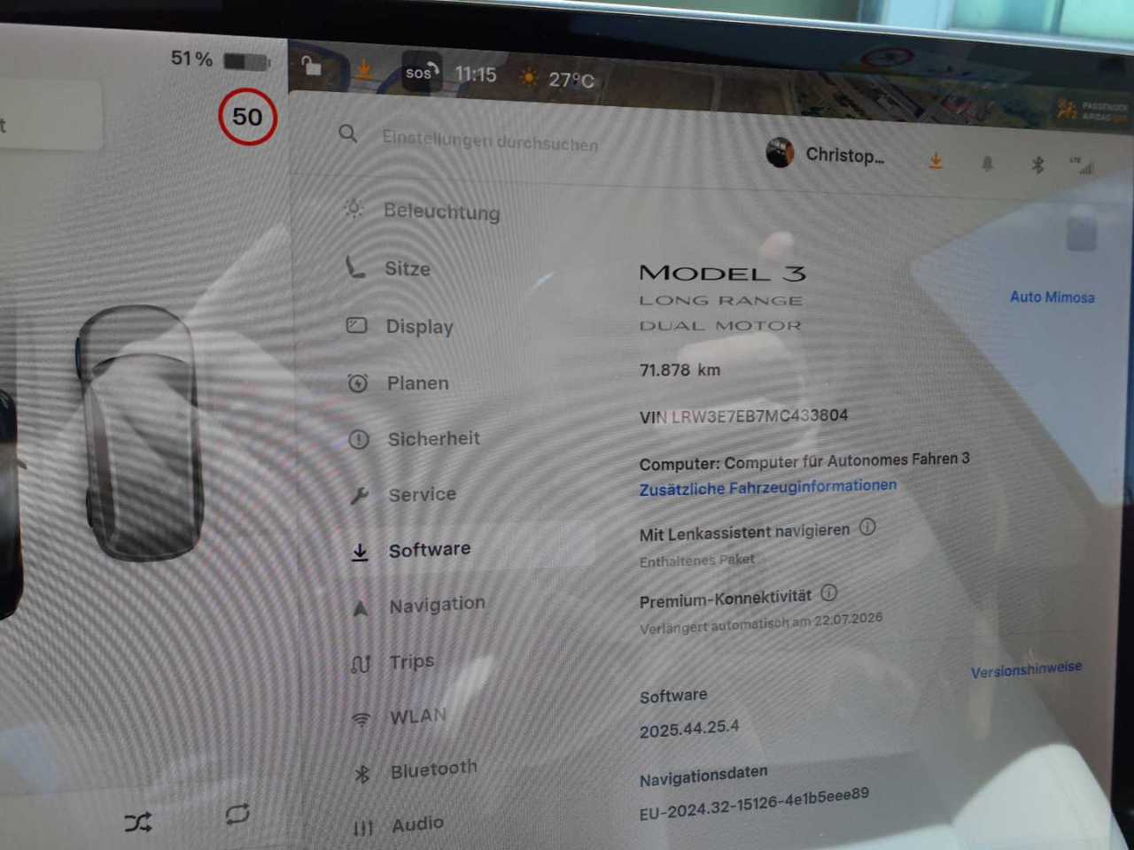 Tesla Model 3 SHZ RFK ACC LENKRADHZG AUTOP. 9