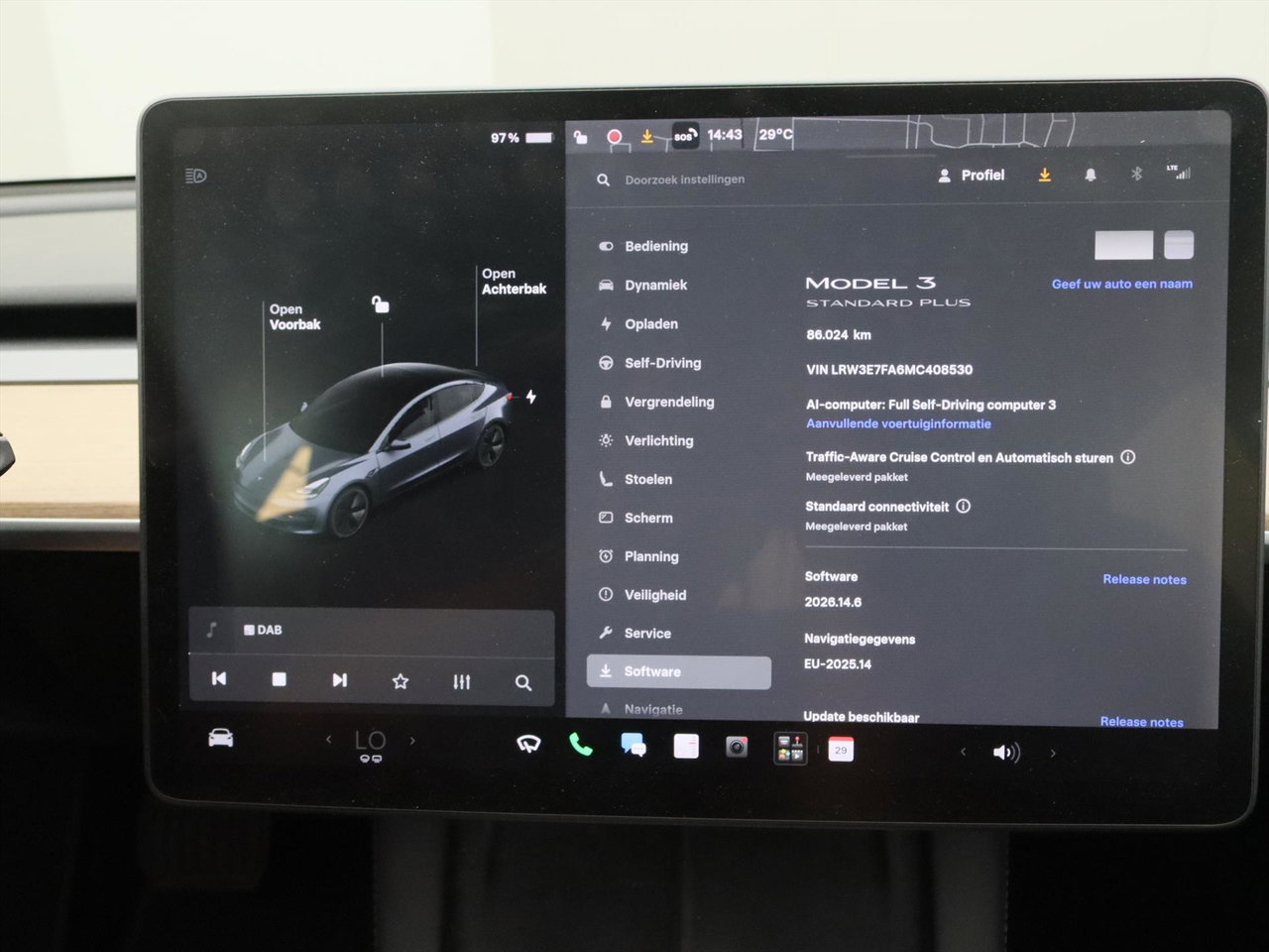 Tesla Model 3 Standard RWD Plus FACELIFT 93% SoH [ LFP-ACCU+WARMTEPOMP+AUTOPILOT+60 kWh+PREMIUM AUDIO ] 29