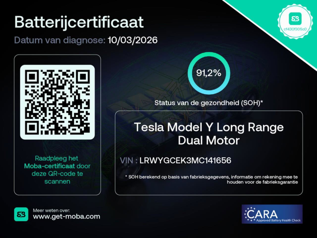 Tesla Model Y Long Range AWD 75kWh 351pk 91.2% SoH [ AUTOPILOT+20 INCH+PREMIUM AUDIO ] 2