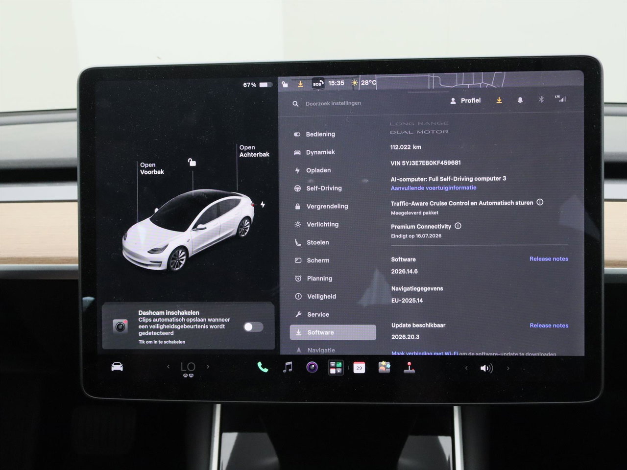 Tesla Model 3 Long-Range AWD 351pk 75 kWh 89.8% SoH [ AUTOPILOT+19 INCH+PREMIUM AUDIO ] 30