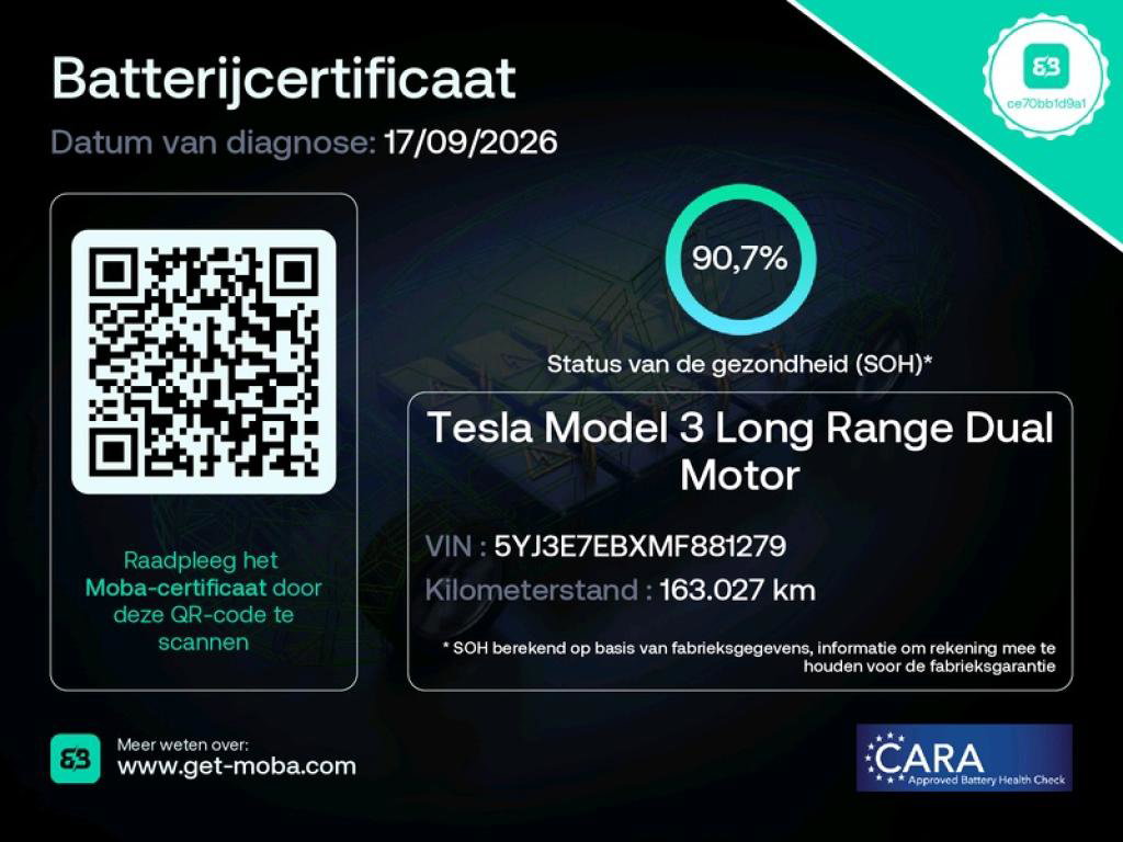 Tesla Model 3 Long-Range AWD 351pk 75 kWh FACELIFT 90,7% SoH [ TREKHAAK+WARMTEPOMP+ENHANCED AUTOPILOT+620KM WLTP+PREMIUM AUDIO ] 2