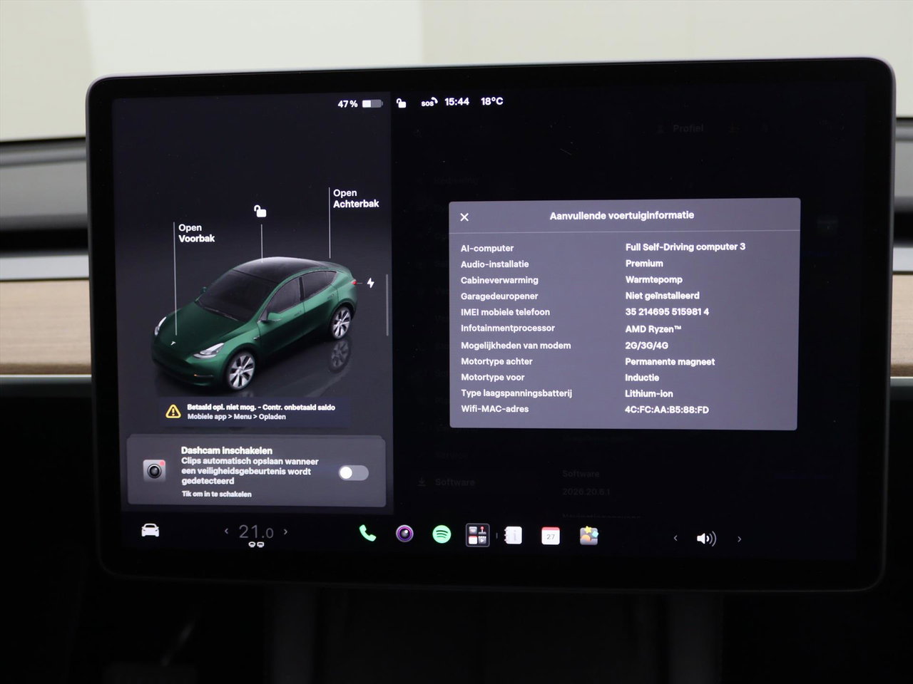 Tesla Model Y Long Range AWD 75kWh 351pk 94.9% SoH [ AMD RYZEN+ENHANCED AUTOPILOT+20 INCH+PREMIUM AUDIO ] 13